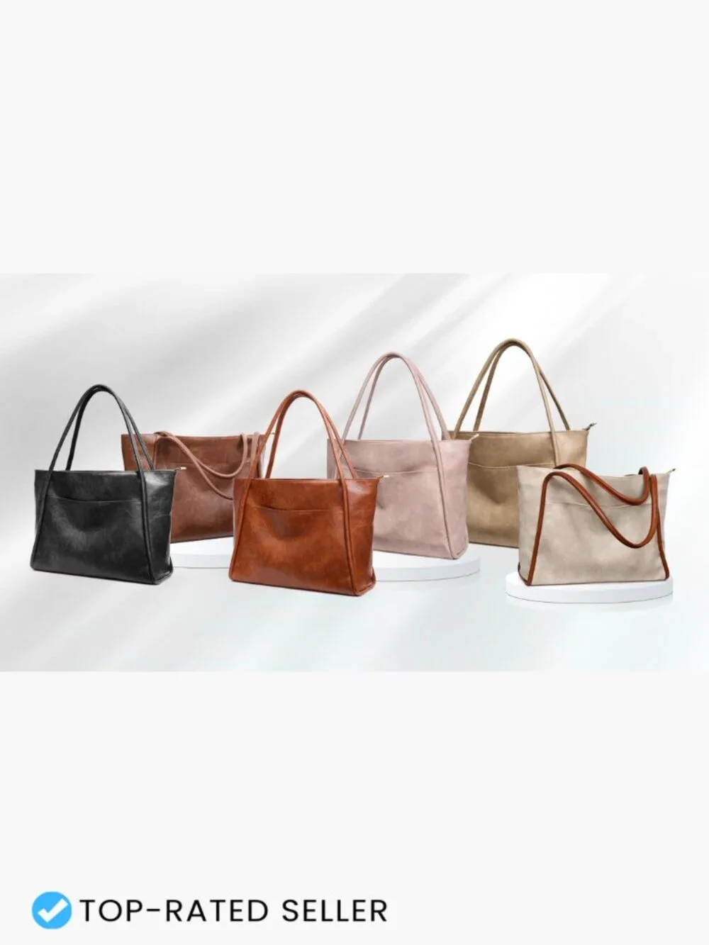 Large Vegan Leather Tote Bag for Women Work Shoulder Handbag Spacious Chic